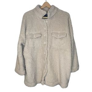 NWT Dictionary Teddy Sherpa Button Front Shacket Beige -  M